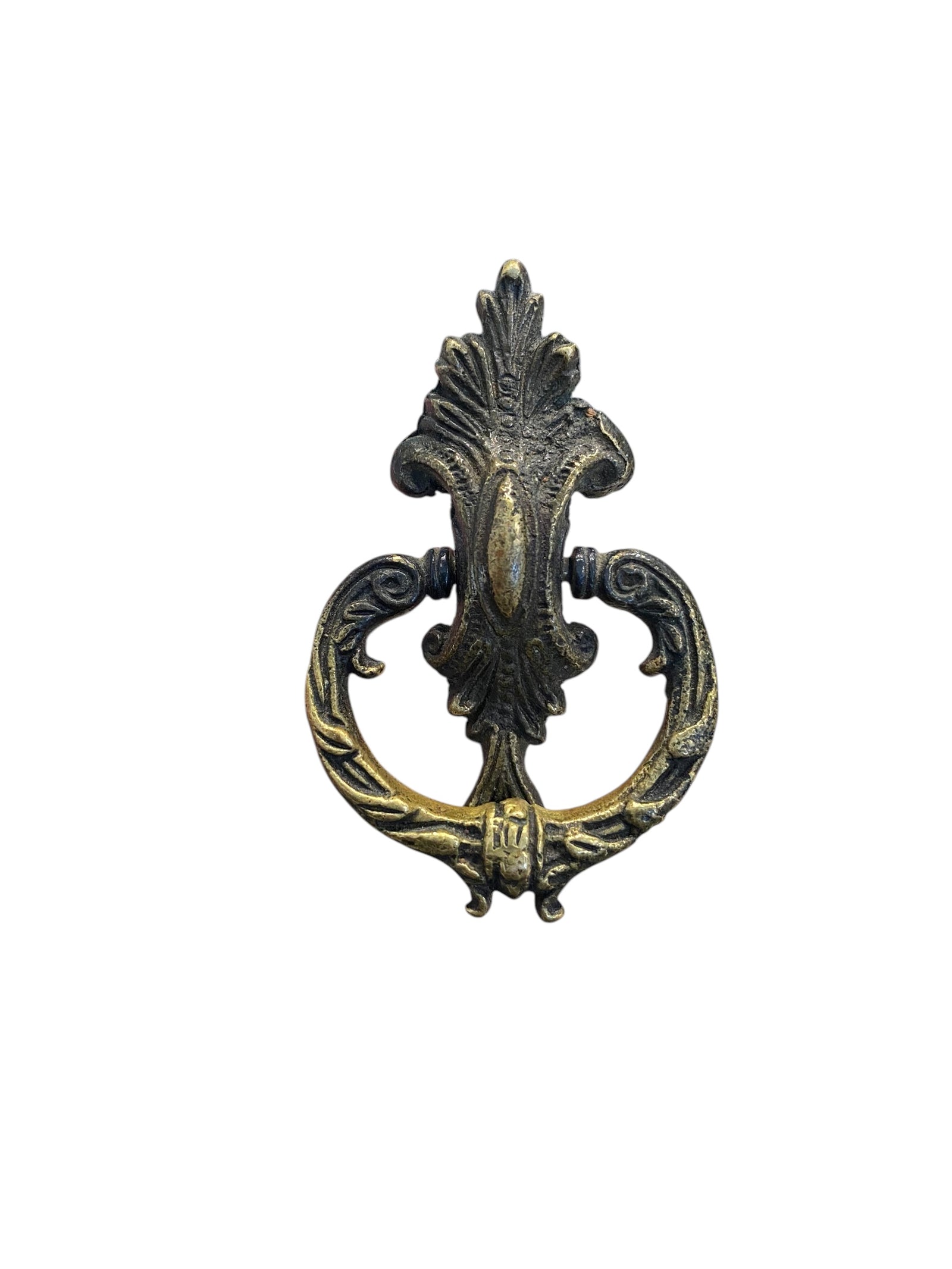 Rococo Style Brass Drop-Ring Drawer Pull