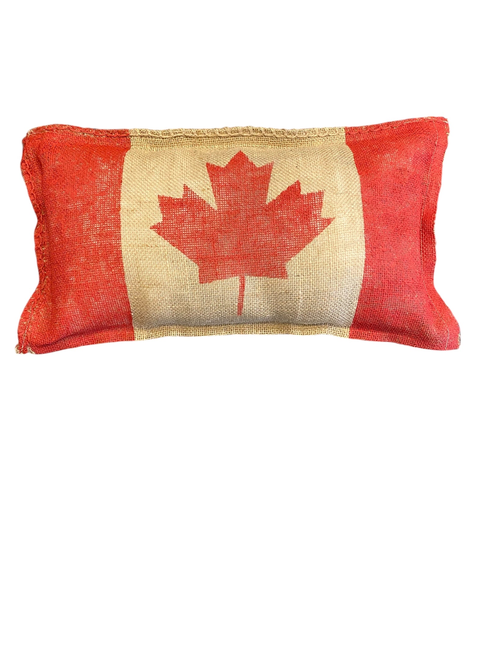 Rustic Burlap Canada Flag Pillow