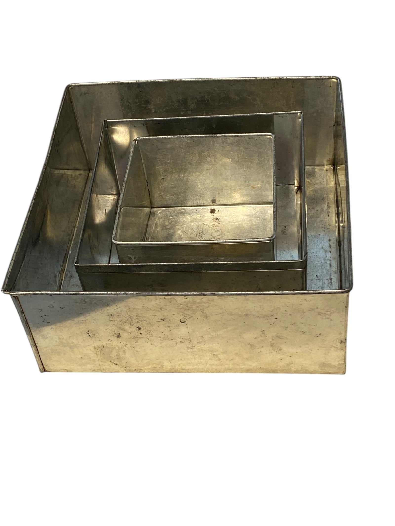 Handmade Vintage Set of Metal Square Fruit Cake Pans