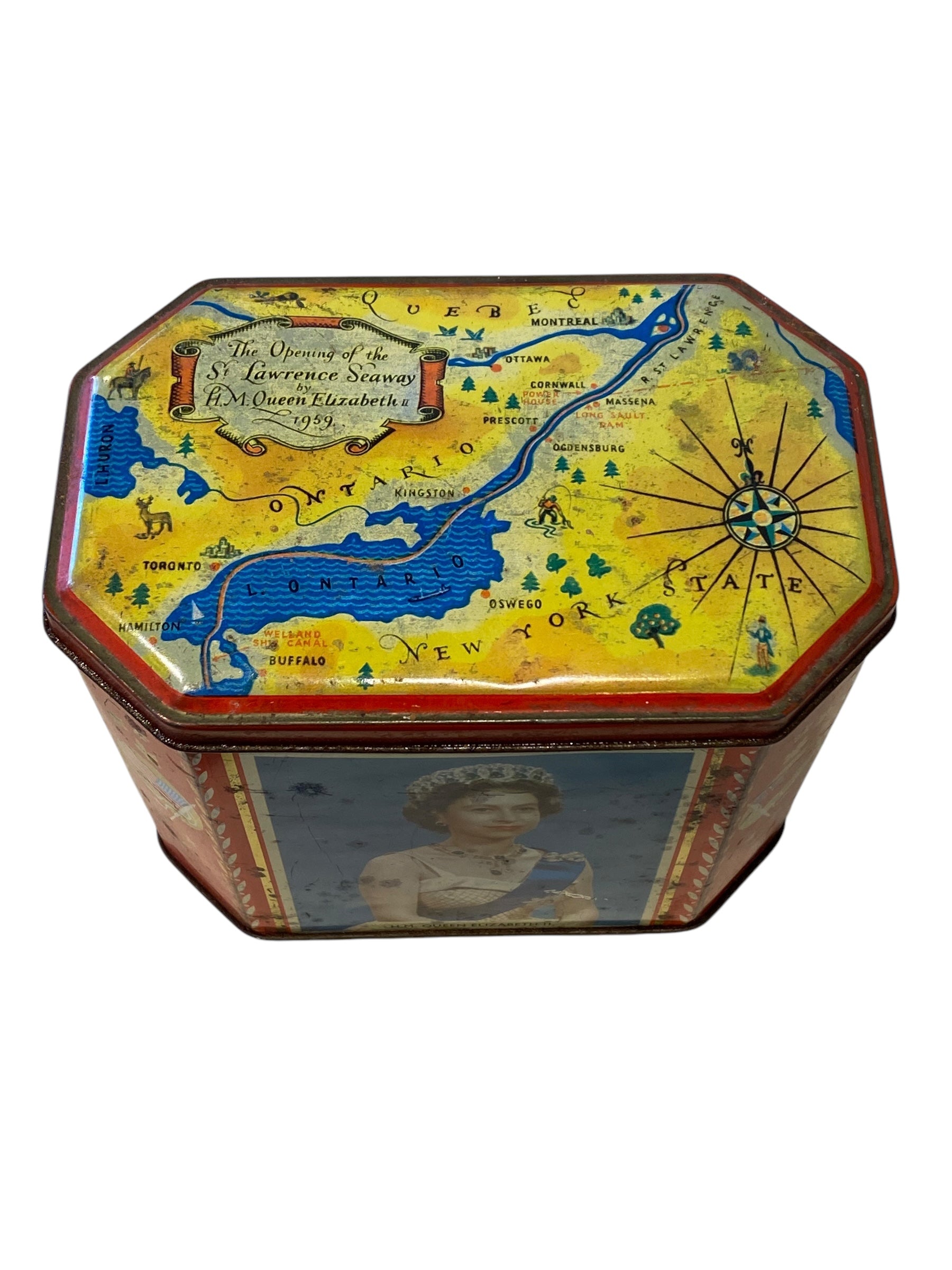 1959 Commemorative Queen Elizabeth Biscuit Tin