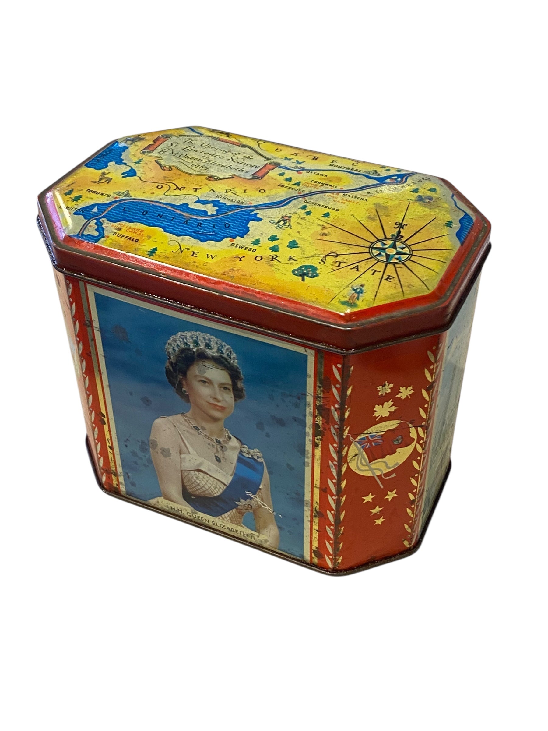 1959 Commemorative Queen Elizabeth Biscuit Tin