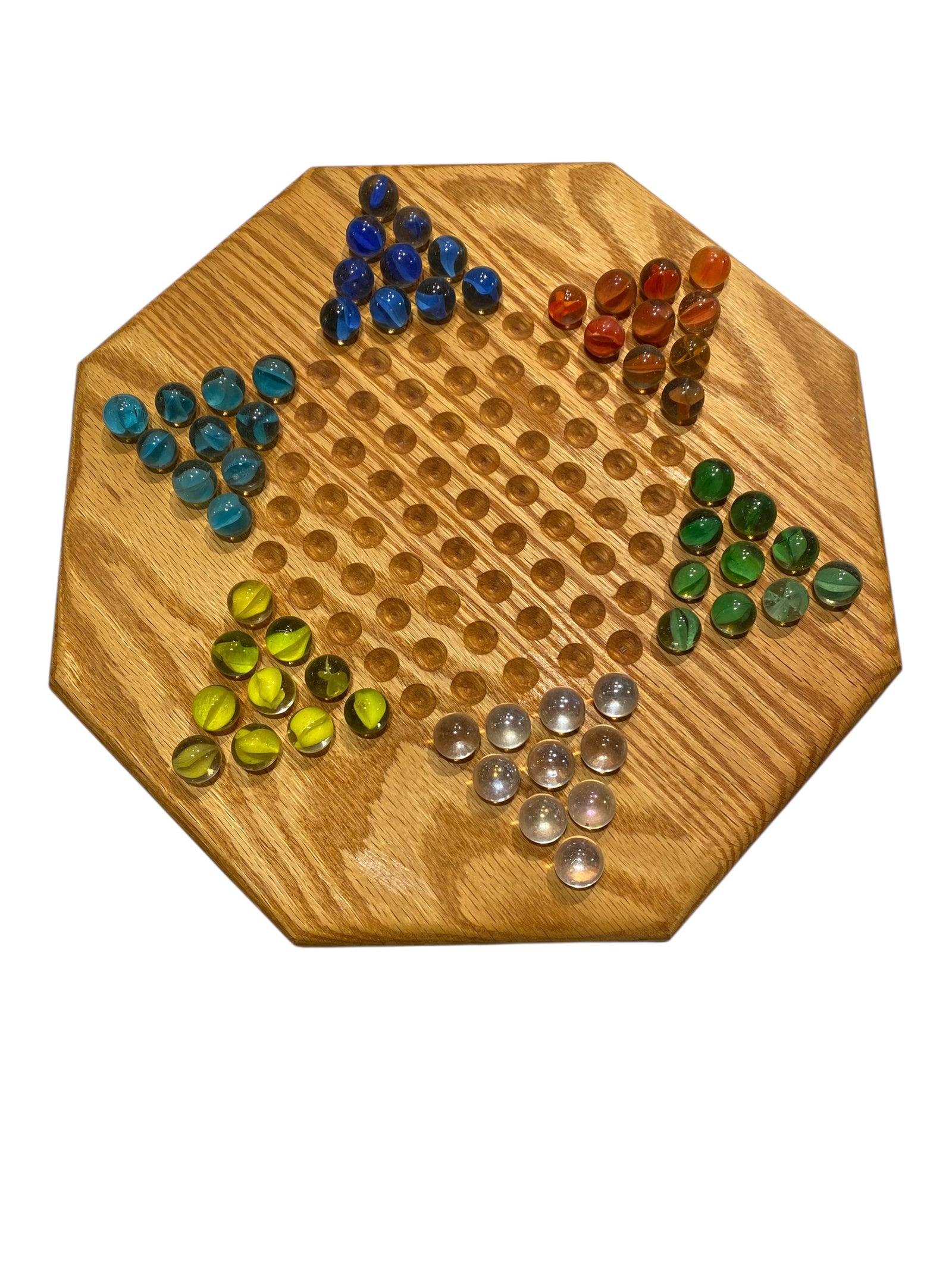 Wooden Chinese Chekers Board with Marbles