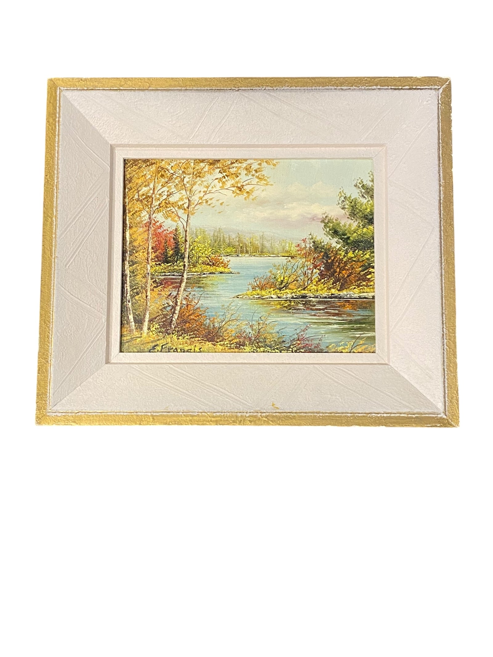 Mid-Century Autumn Landscape Oil Painting