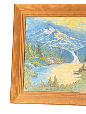 Log Cabin in the Mountains Oil Painting
