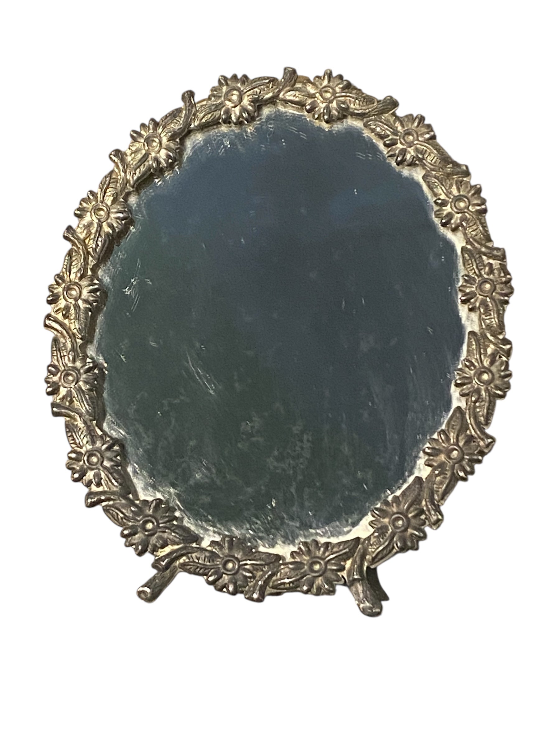 Petit Metal Mirror with Flowers