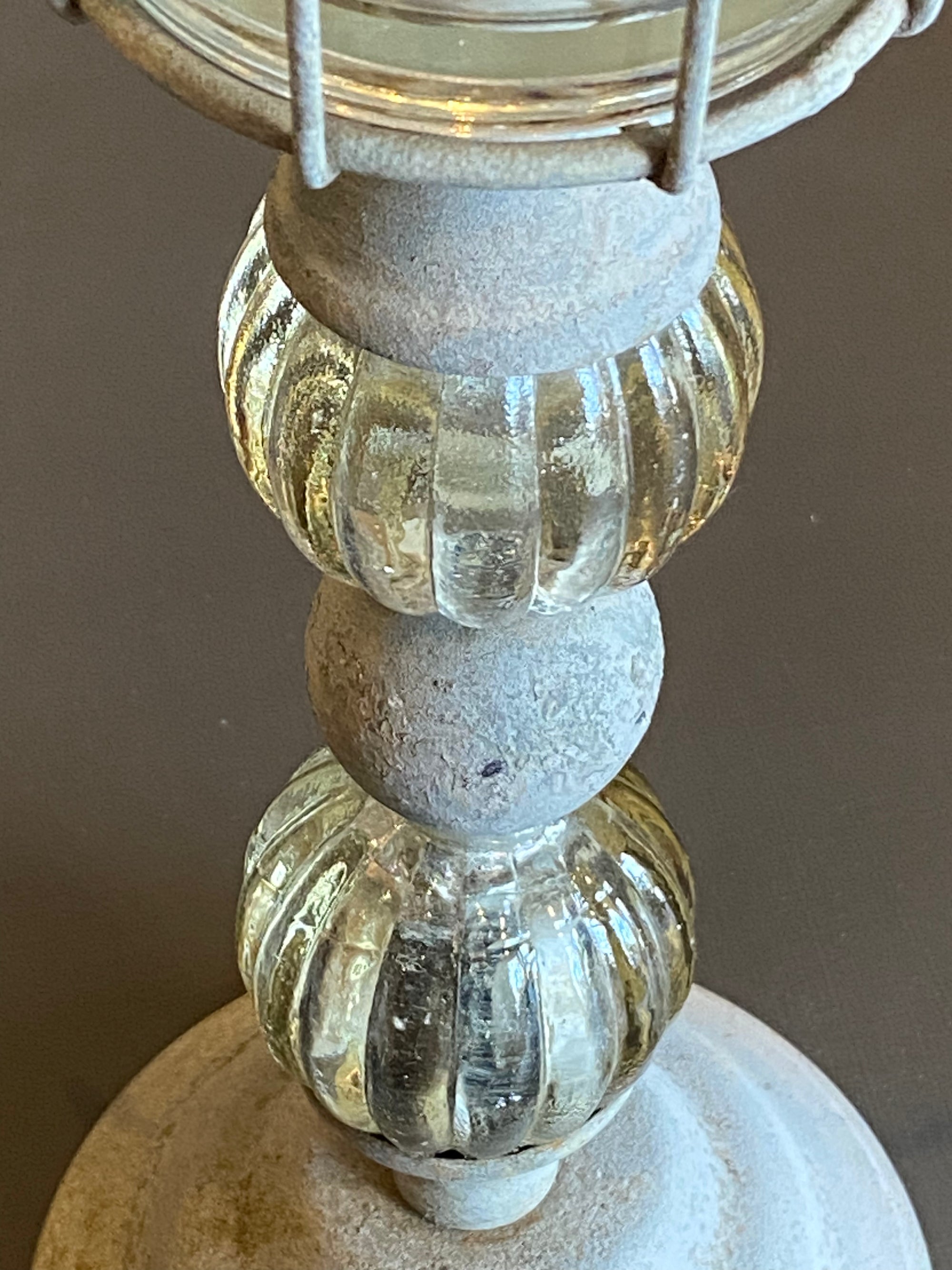 Retro Glass and Metal Tall Candleholder