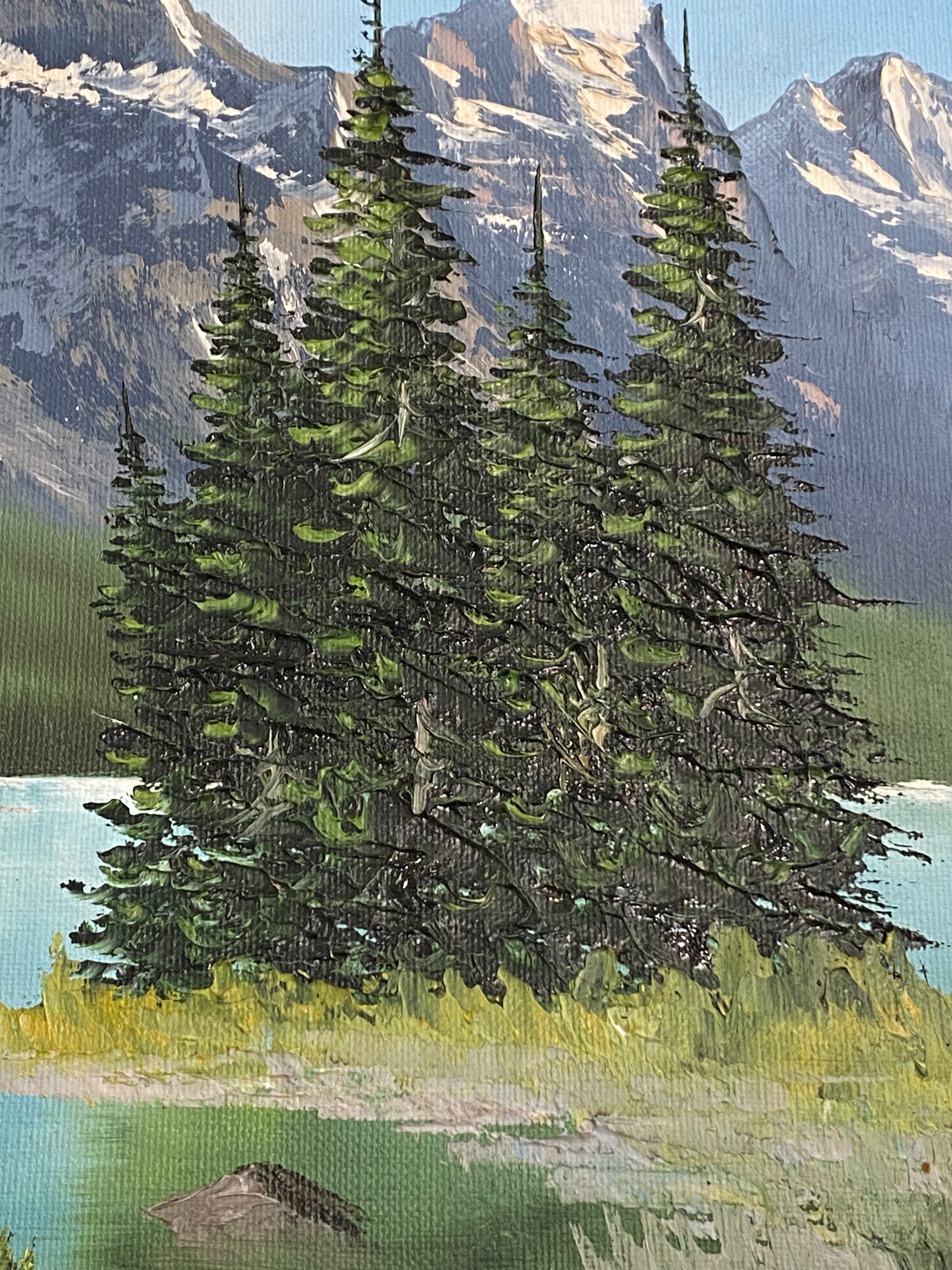 Mountains and Lake Oil Painting by J.Stange