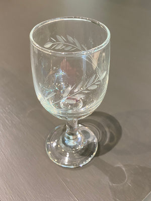 Etched Wheat Cordial Crystal Glass