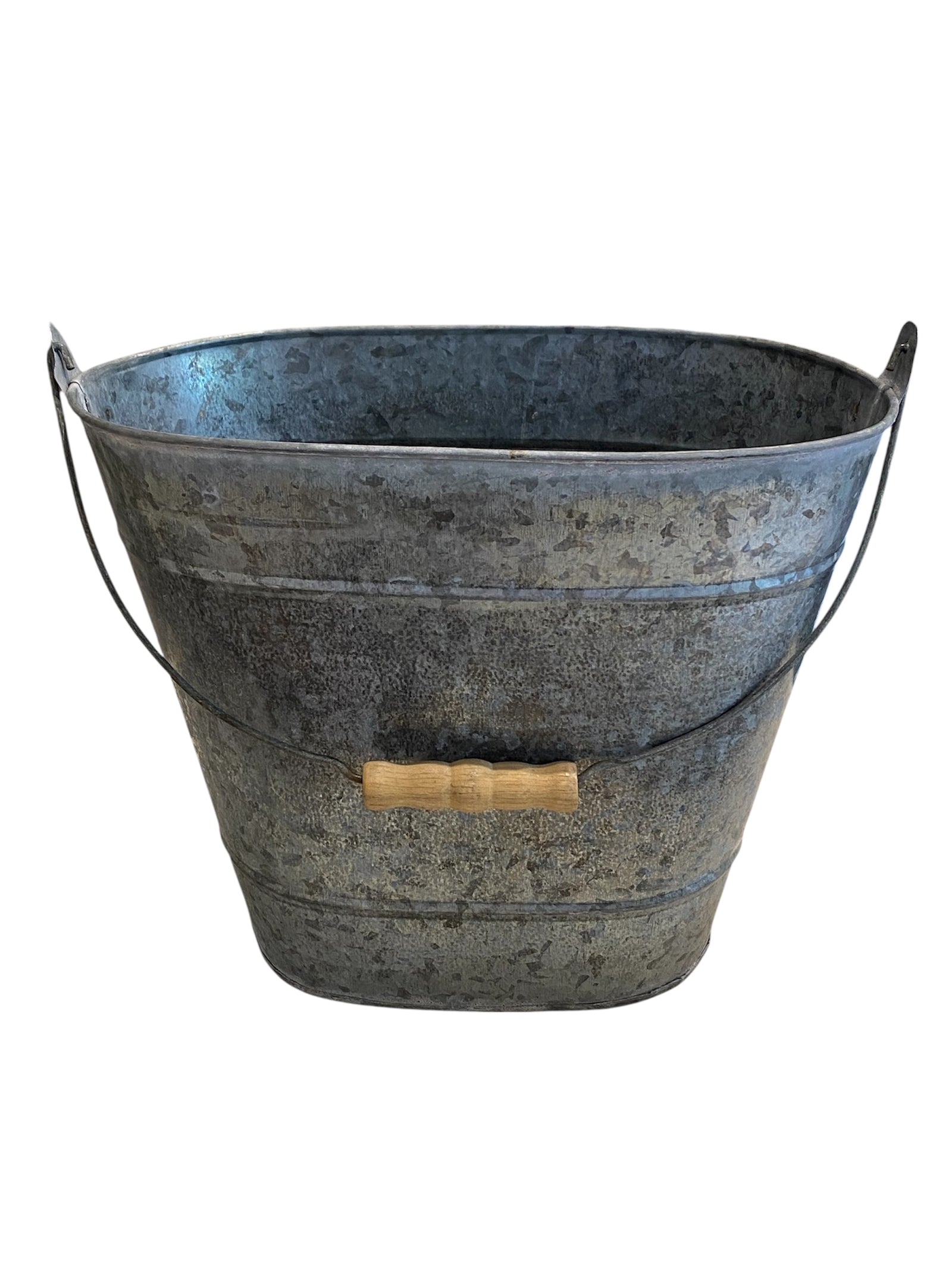Galvanized Bucket with Wooden Handle