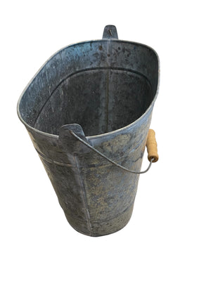Galvanized Bucket with Wooden Handle