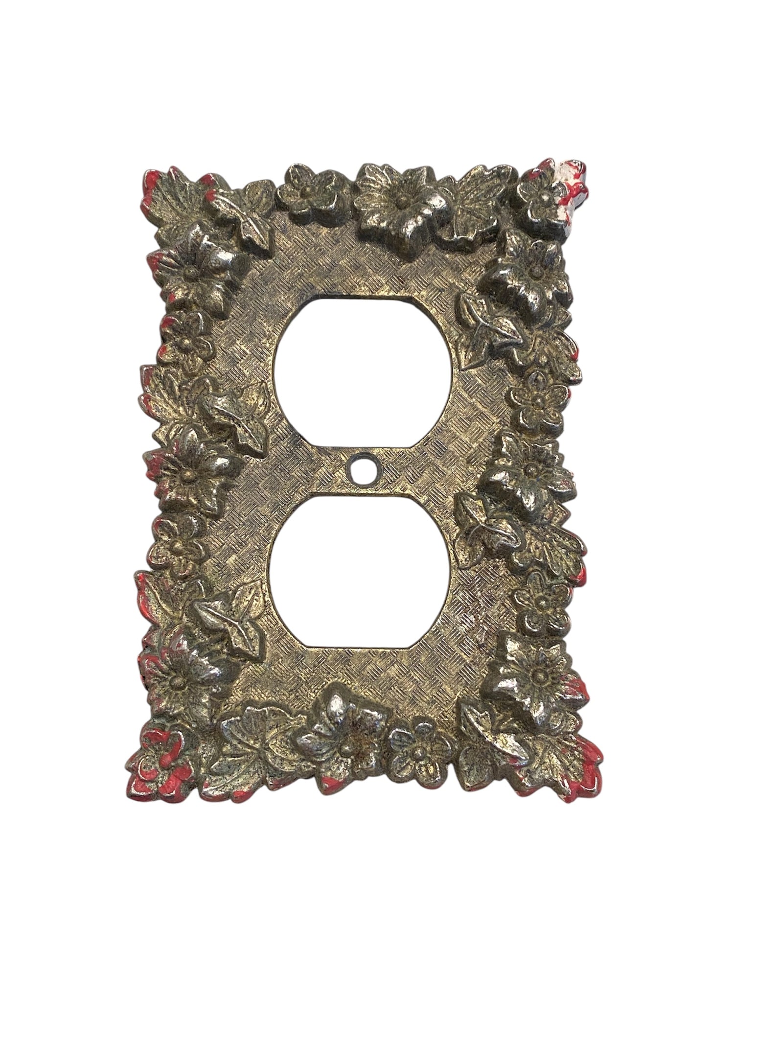 Ornate Floral Brass Outlet Cover