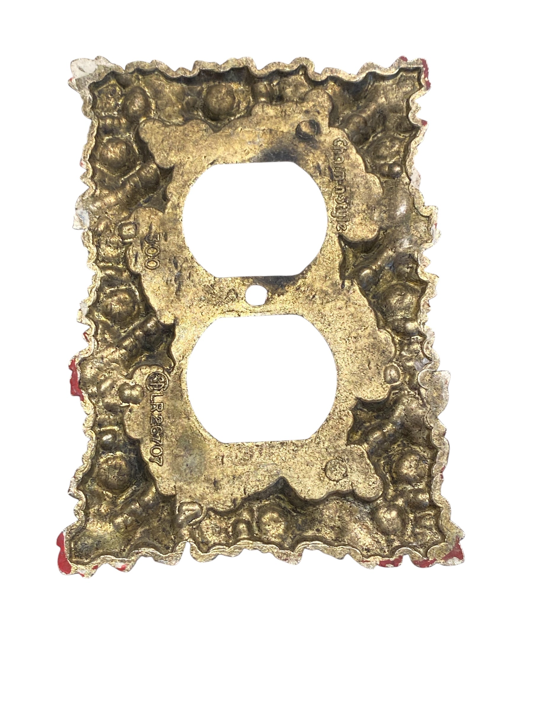 Ornate Floral Brass Outlet Cover