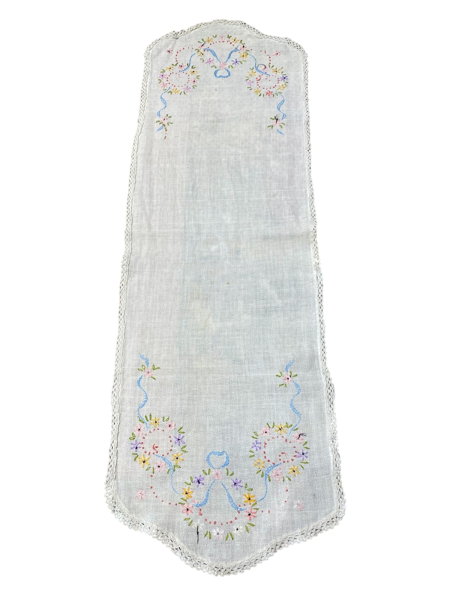 Handstitched Dresser Scarf with Flowers