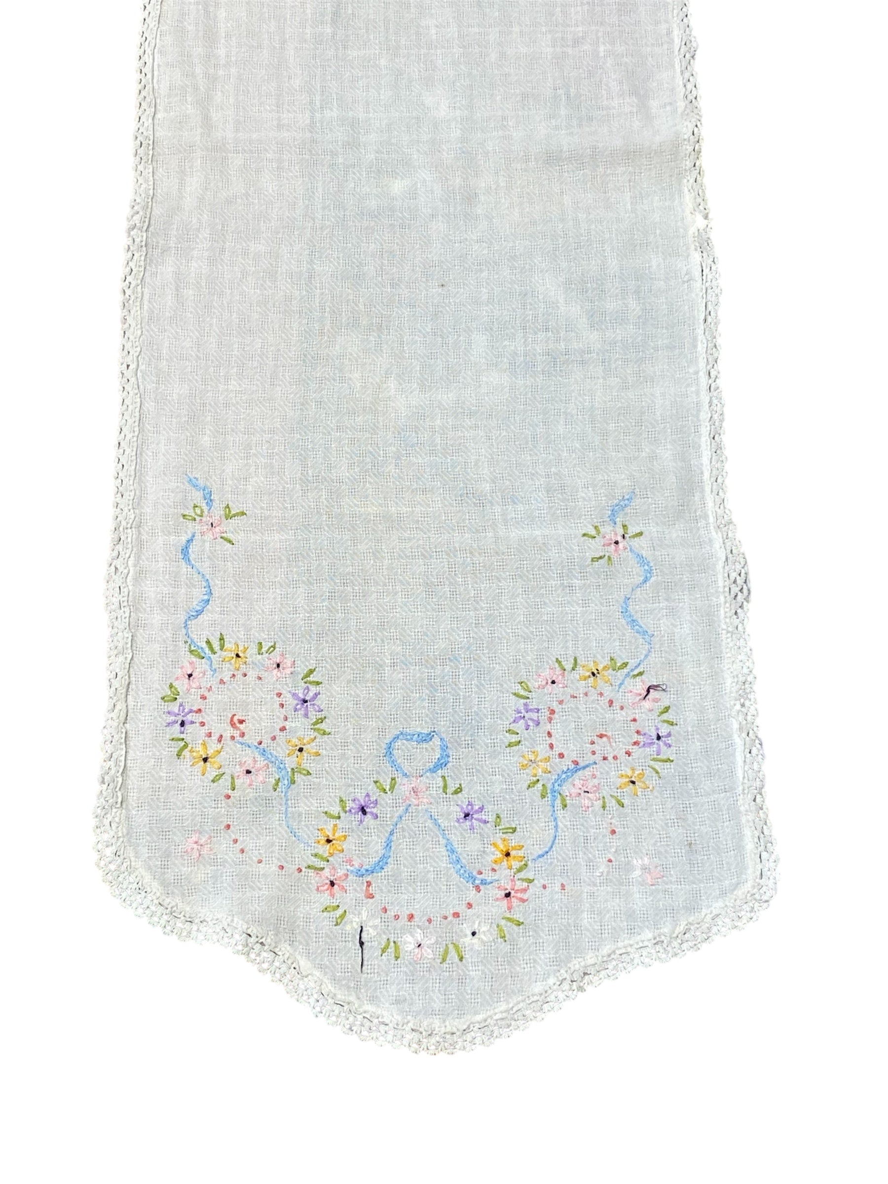 Handstitched Dresser Scarf with Flowers