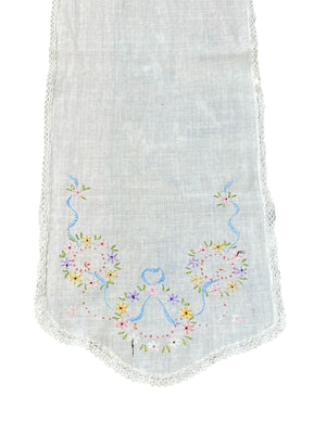 Handstitched Dresser Scarf with Flowers