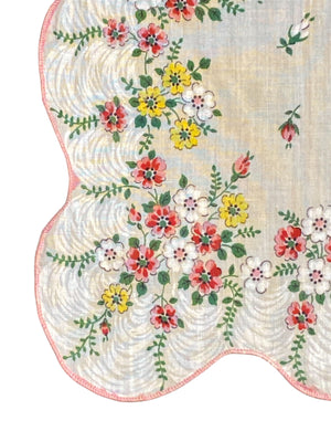 Vintage Scalloped Floral Handkerchief