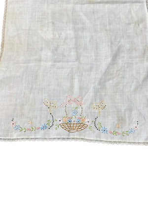 Handstitched Dresser Scarf with Baskets and Butterflies