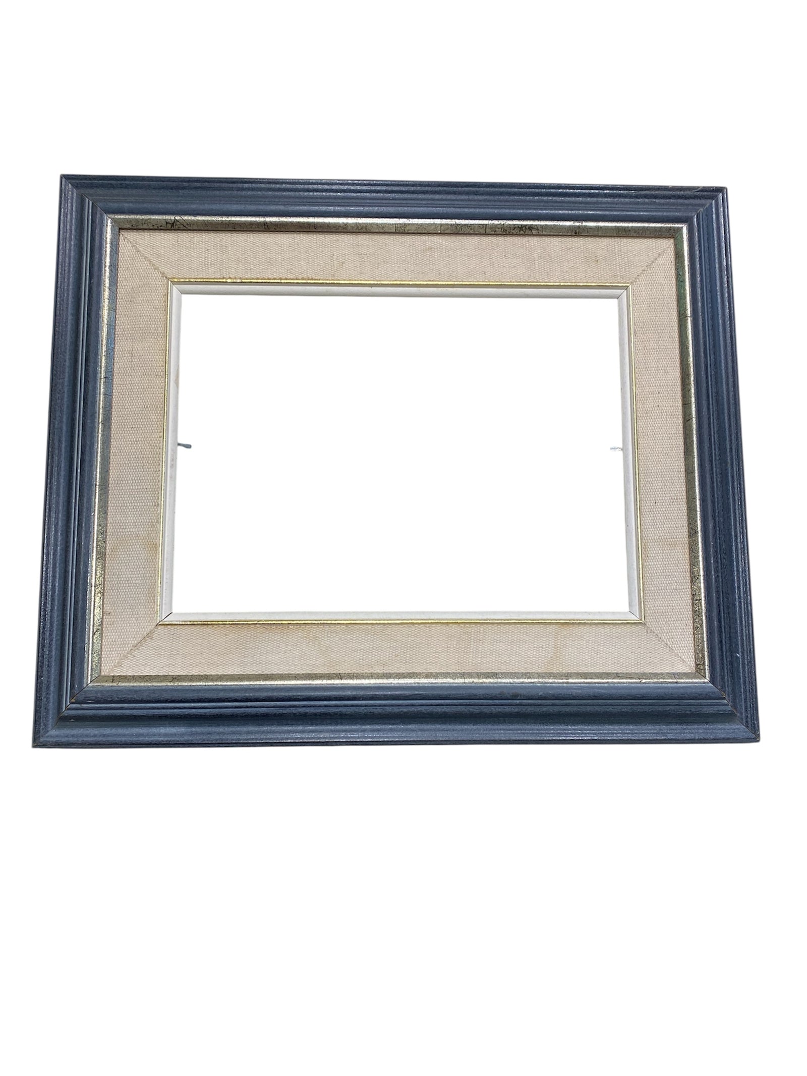Solid Wood Grey/Blue Frame wtih Burlap Matte