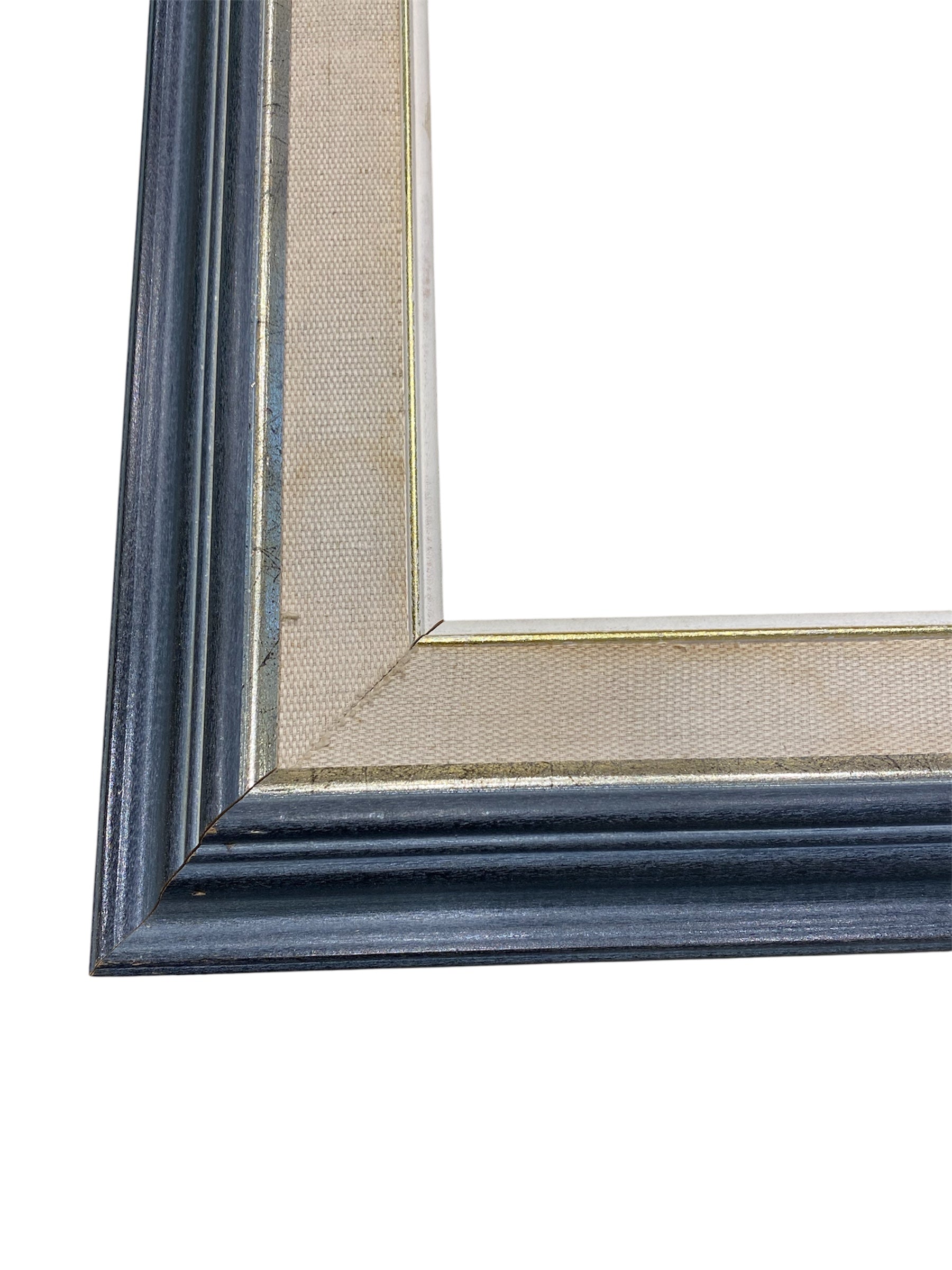 Solid Wood Grey/Blue Frame wtih Burlap Matte