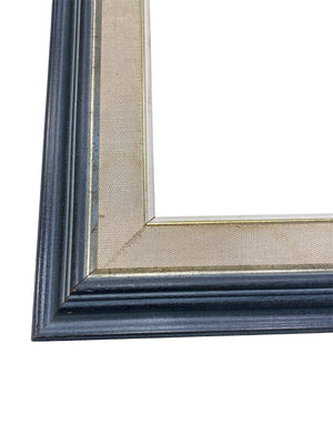 Solid Wood Grey/Blue Frame wtih Burlap Matte