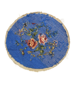 Beautiful Blue Round Cross Stich Piece wtih Roses