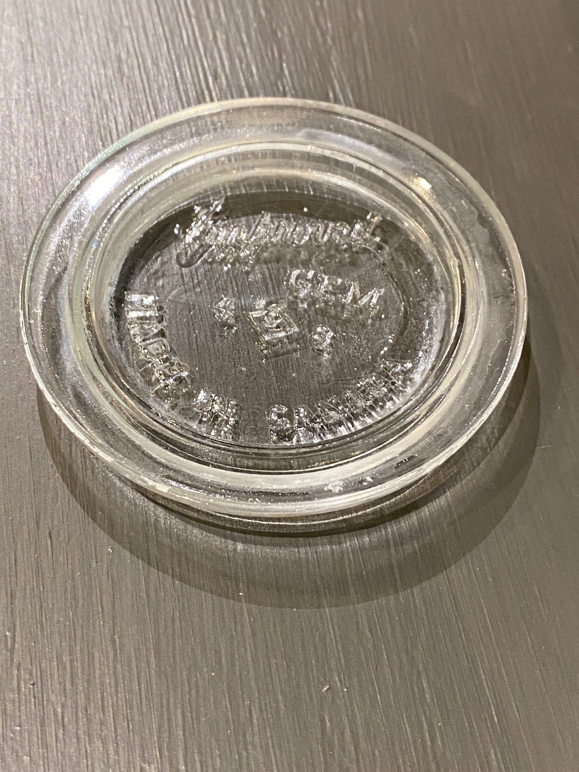 1930's Improved Gem Glass Mason Jar wtih Zinc Orignal Lid