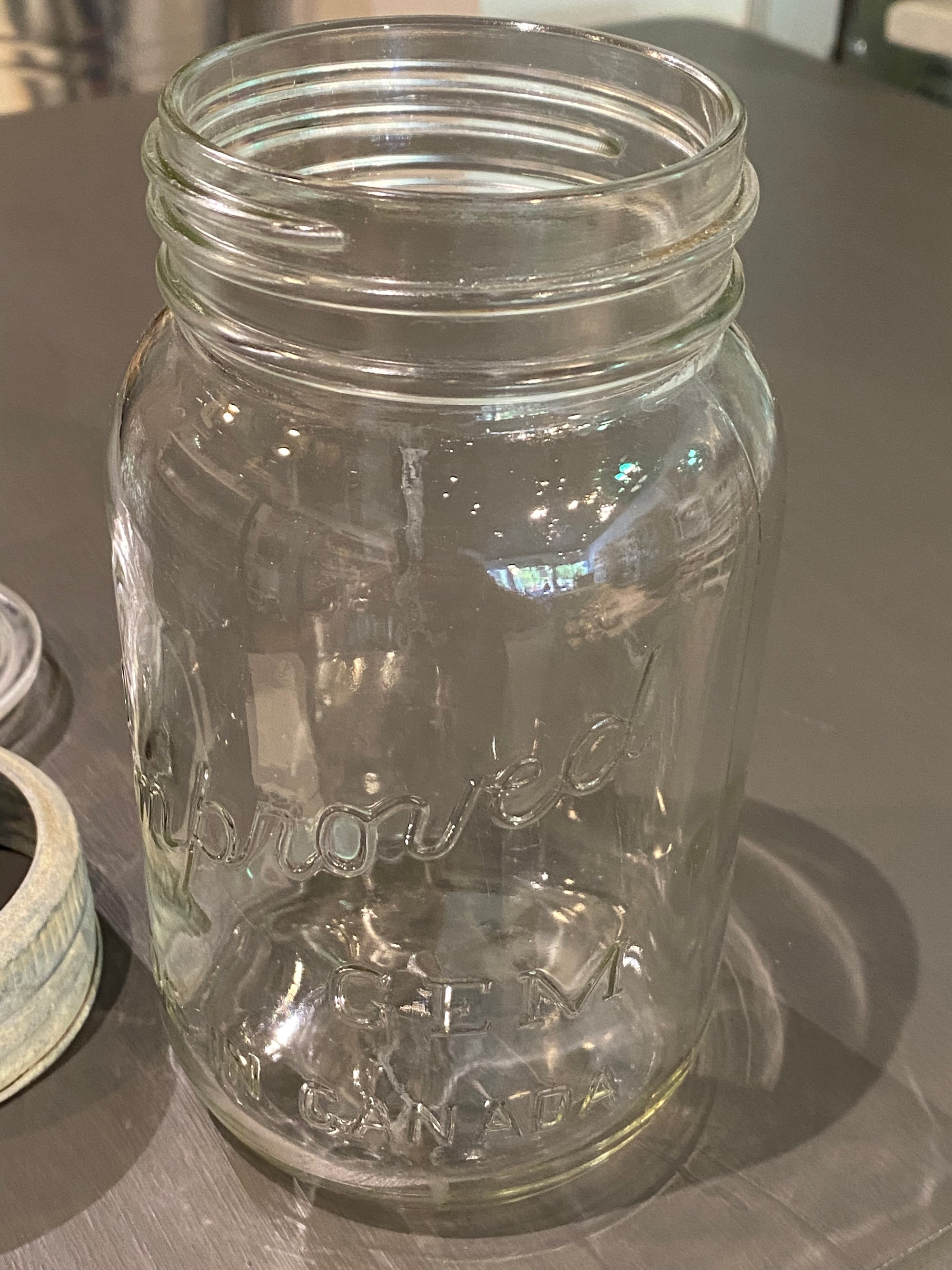 1930's Improved Gem Glass Mason Jar wtih Zinc Orignal Lid