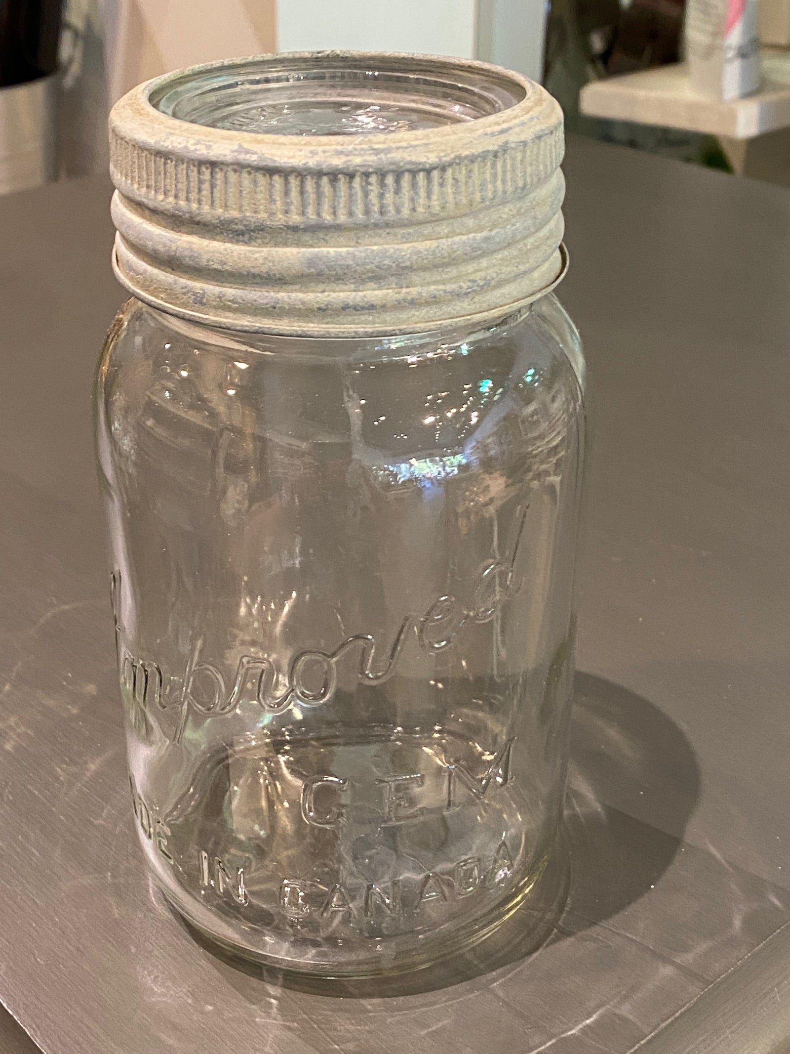 1930's Improved Gem Glass Mason Jar wtih Zinc Orignal Lid