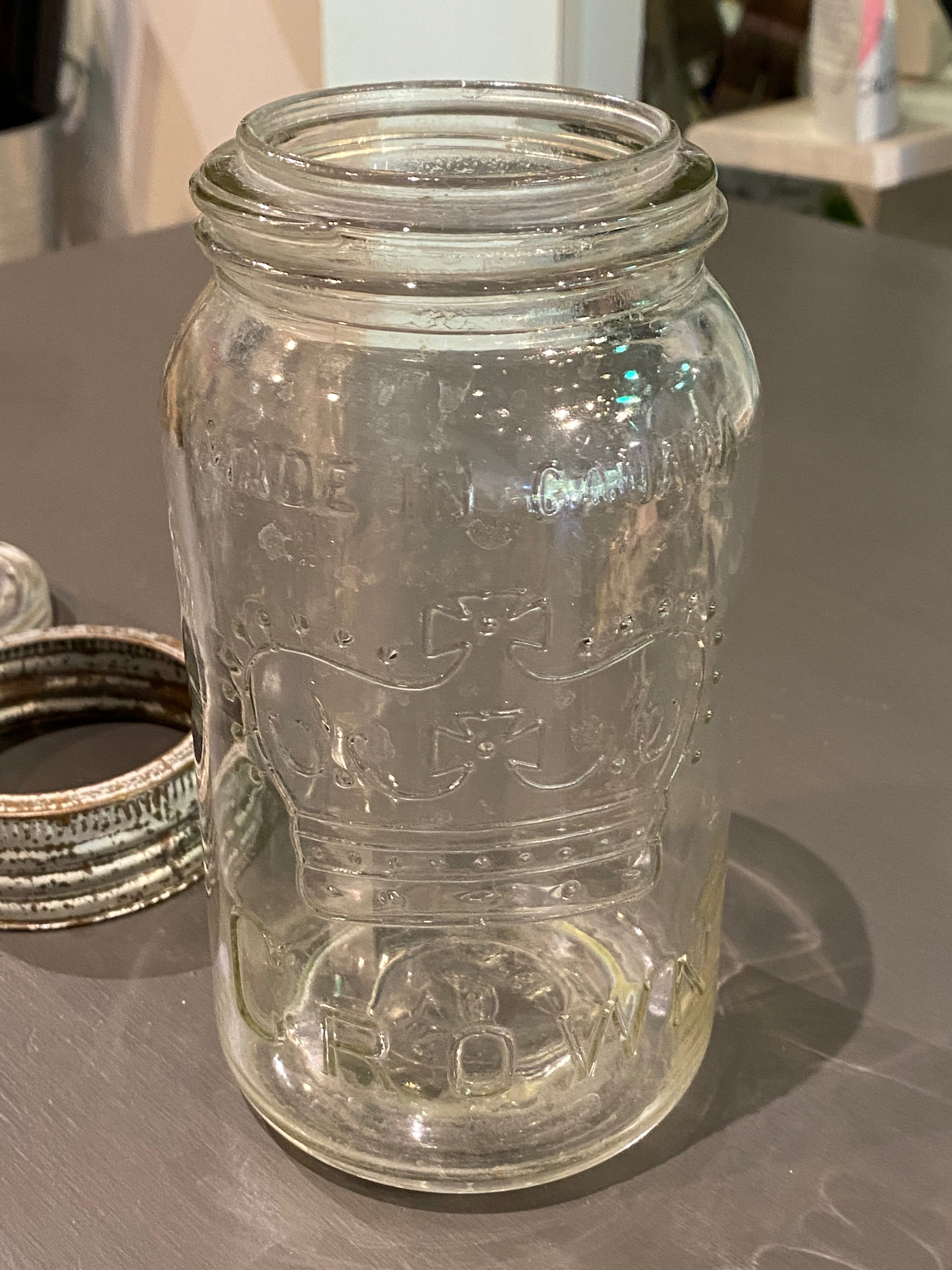 1931 Crown Glass Mason Jar wtih Corona Lid