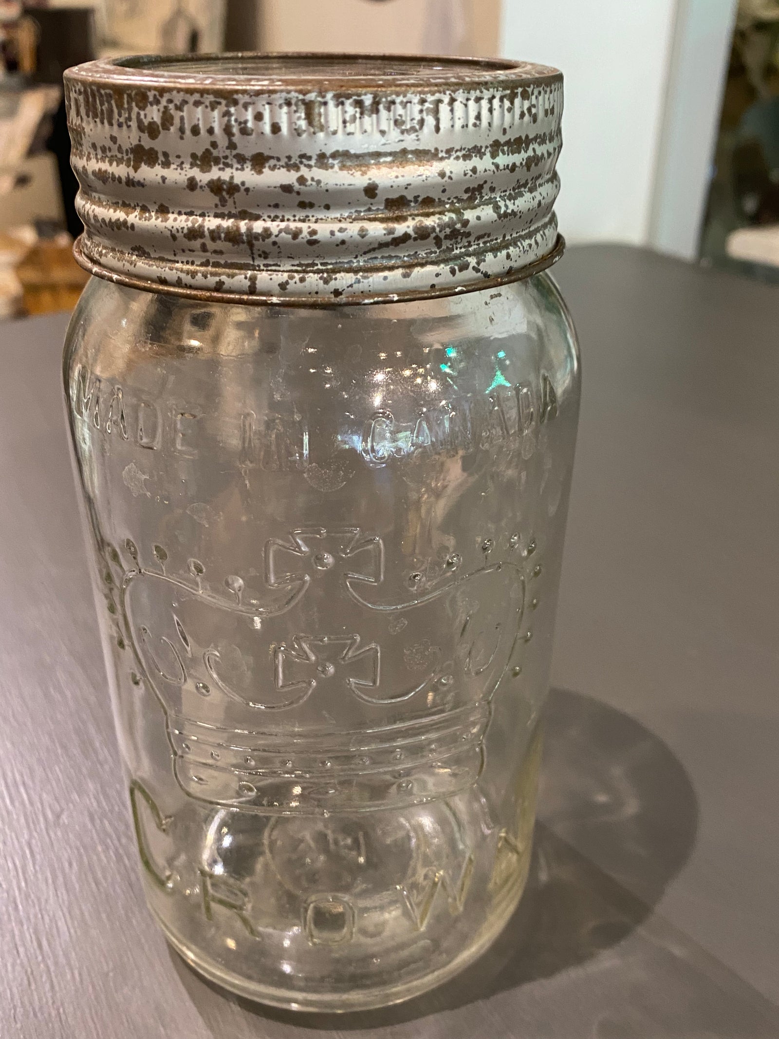 1931 Crown Glass Mason Jar wtih Corona Lid
