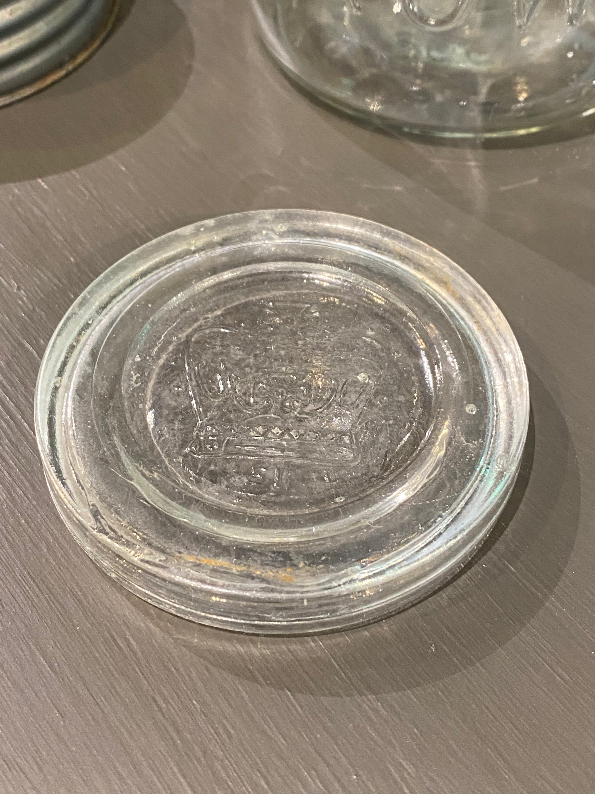 1952 Crown Glass Mason Jar wtih Glass Lid