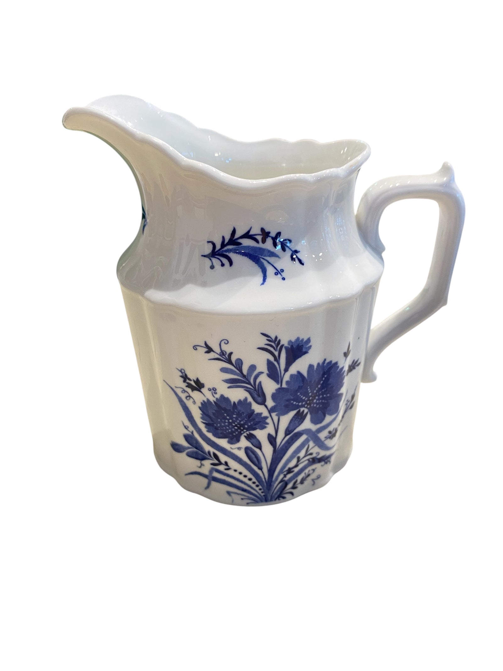 Royal Crown Derby Blue and White Floral Pitcher