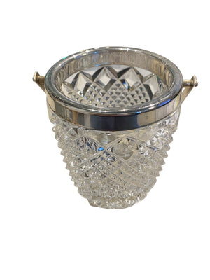 FB Rogers Cut Lead Crystal Mini Ice Bucket with Tongs