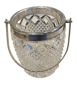 FB Rogers Cut Lead Crystal Mini Ice Bucket with Tongs