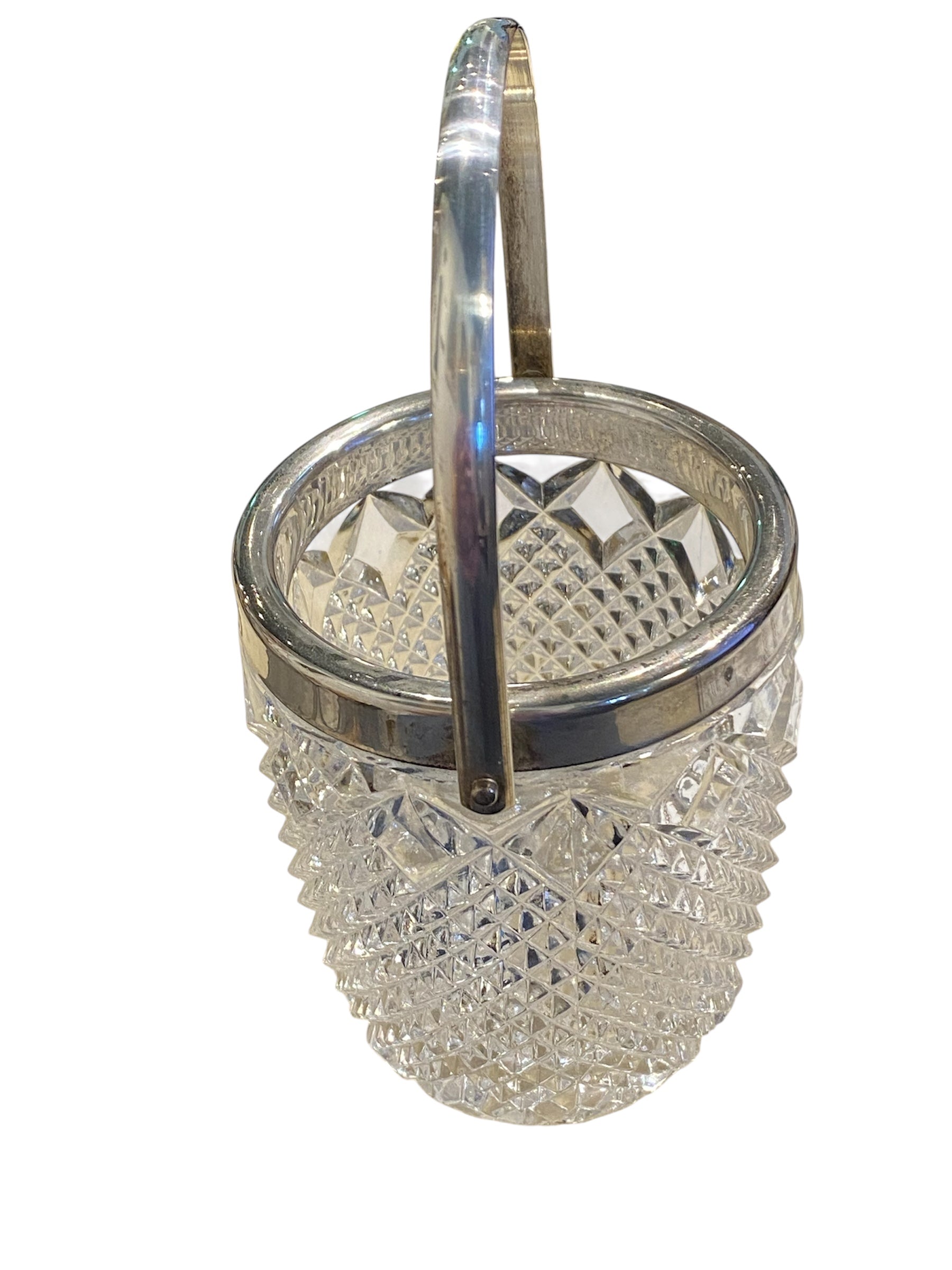 FB Rogers Cut Lead Crystal Mini Ice Bucket with Tongs