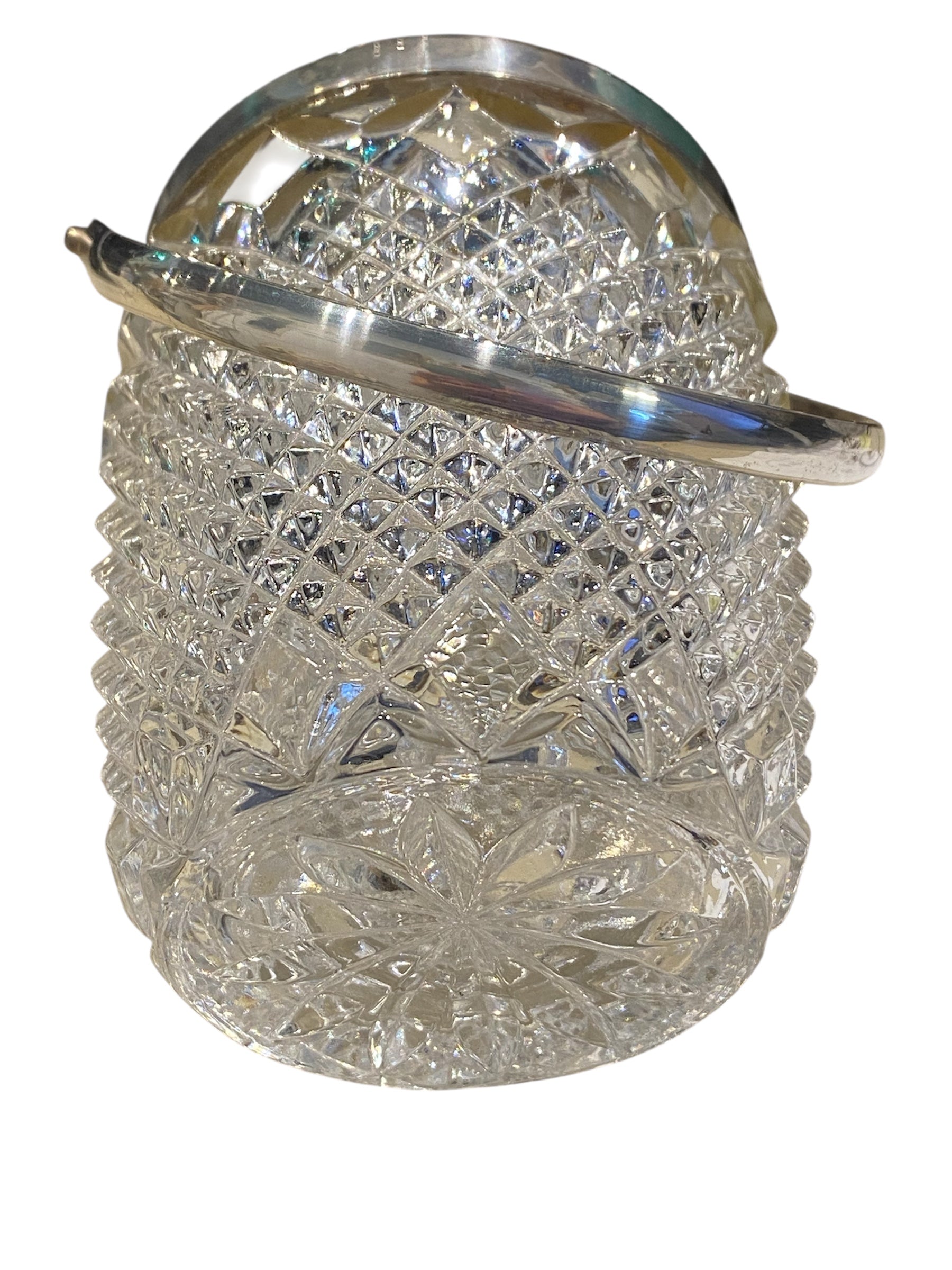 FB Rogers Cut Lead Crystal Mini Ice Bucket with Tongs