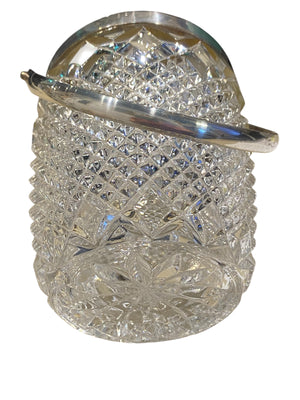 FB Rogers Cut Lead Crystal Mini Ice Bucket with Tongs