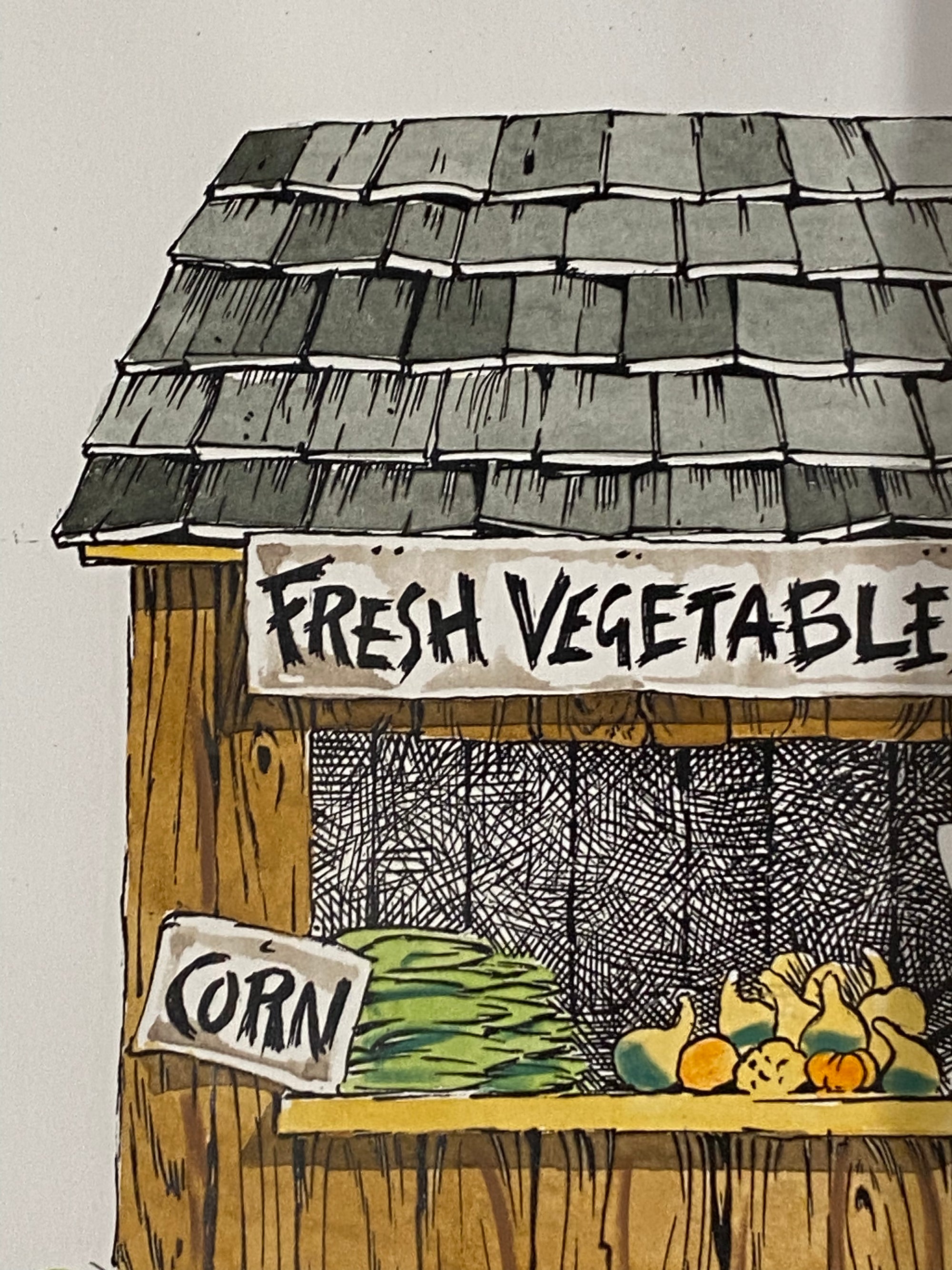 Fresh Vegetables Original Ink and Colour by Peter Sheeler