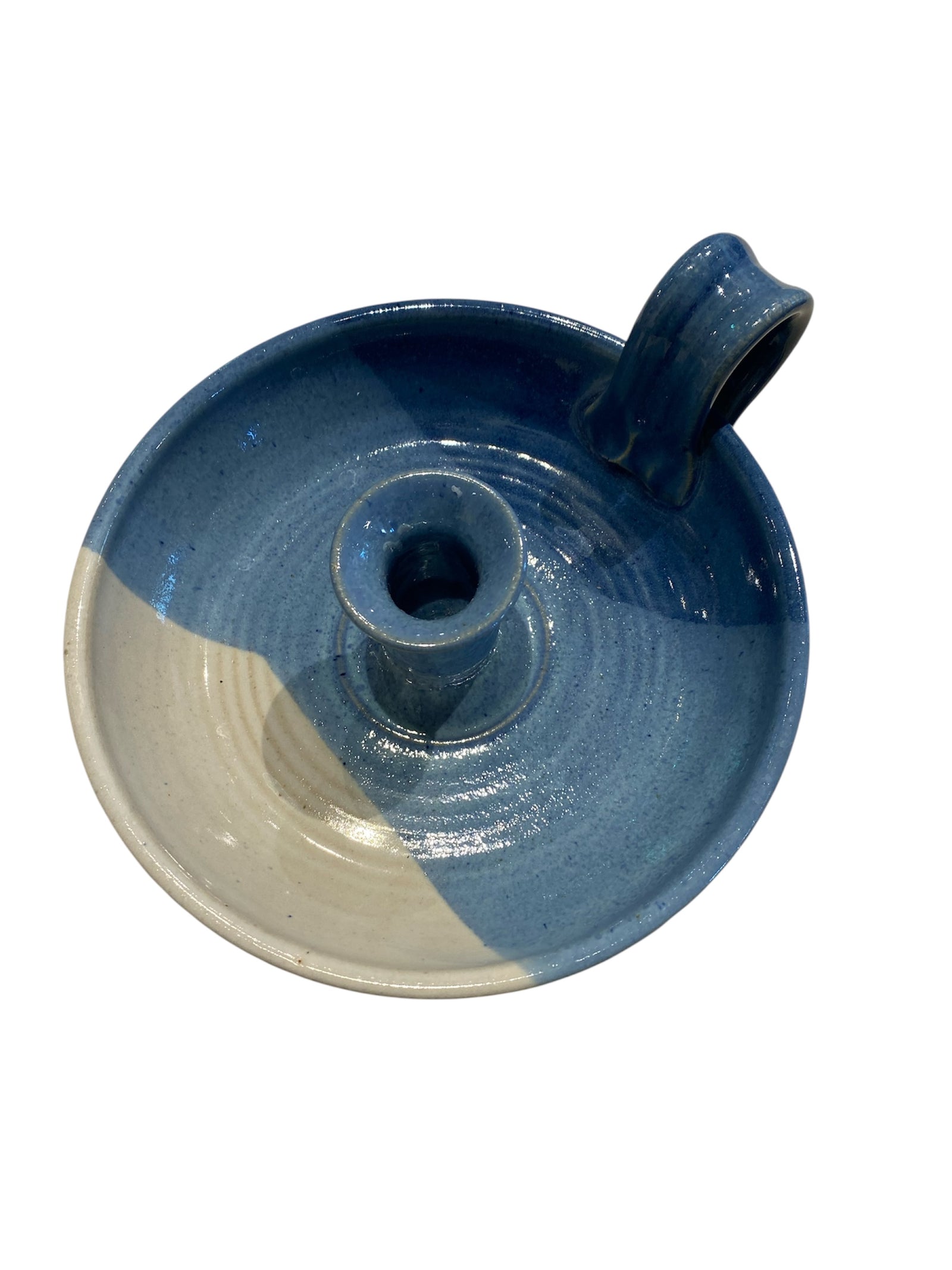 Handmade Vintage Blue Pottery Candle Holder