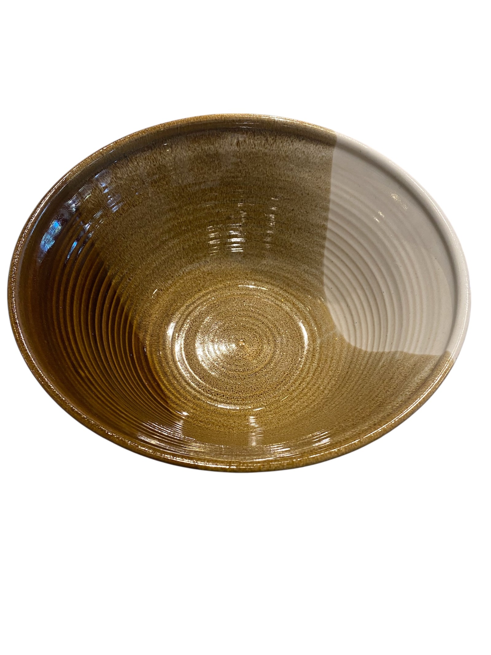 Handmade Vintage Brown Pottery Large Salad Bowl