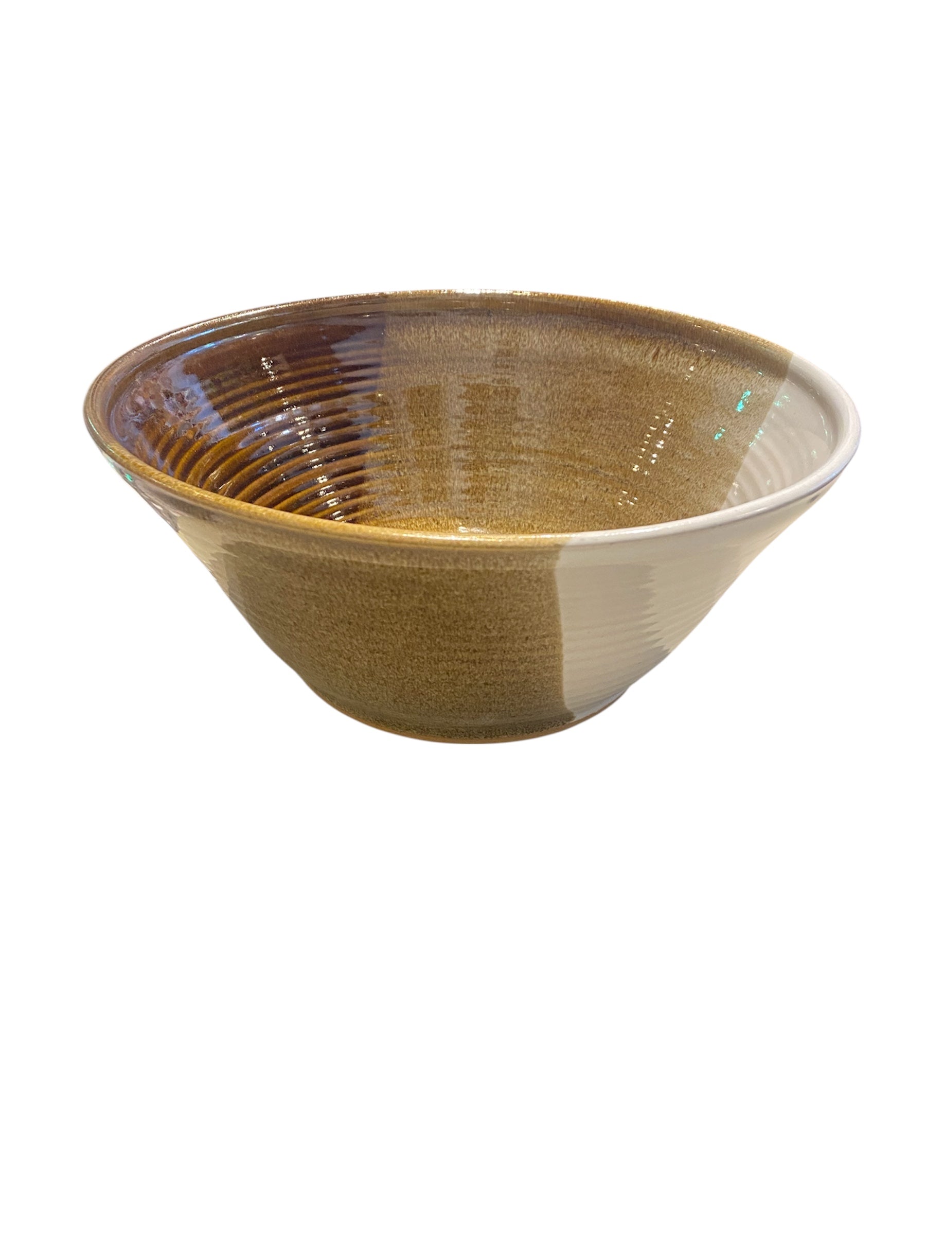 Handmade Vintage Brown Pottery Large Salad Bowl
