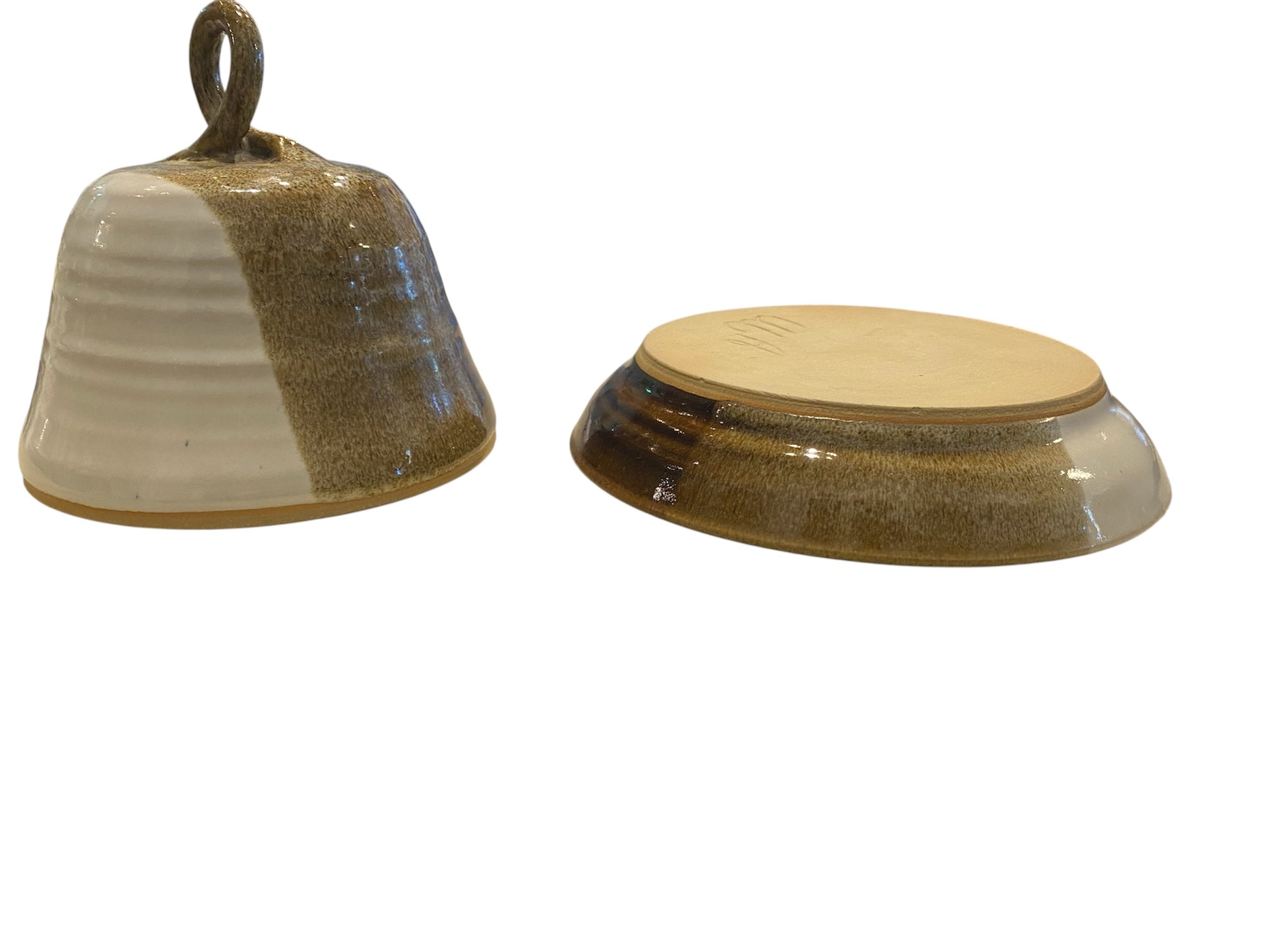 Handmade Vintage Brown Pottery Butter Dish