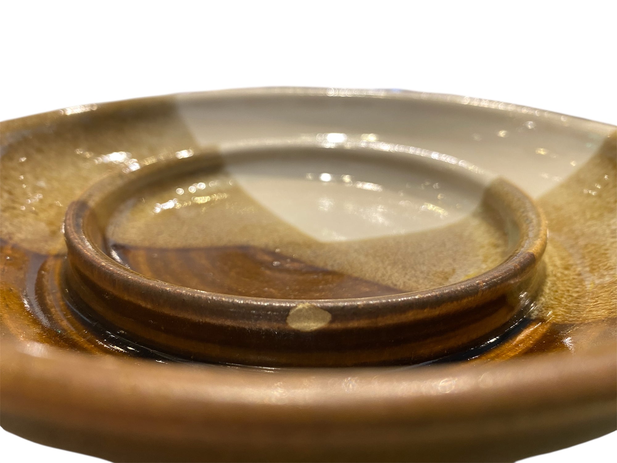 Handmade Vintage Brown Pottery Butter Dish