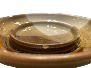 Handmade Vintage Brown Pottery Butter Dish