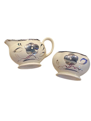 Silver Luster Creamer and Sugar Bowl