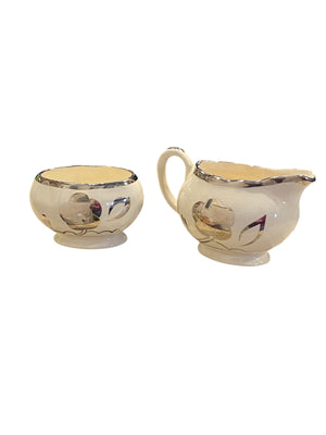 Silver Luster Creamer and Sugar Bowl