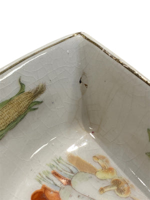 Split Serving Dishes with Handpainted Vegetables