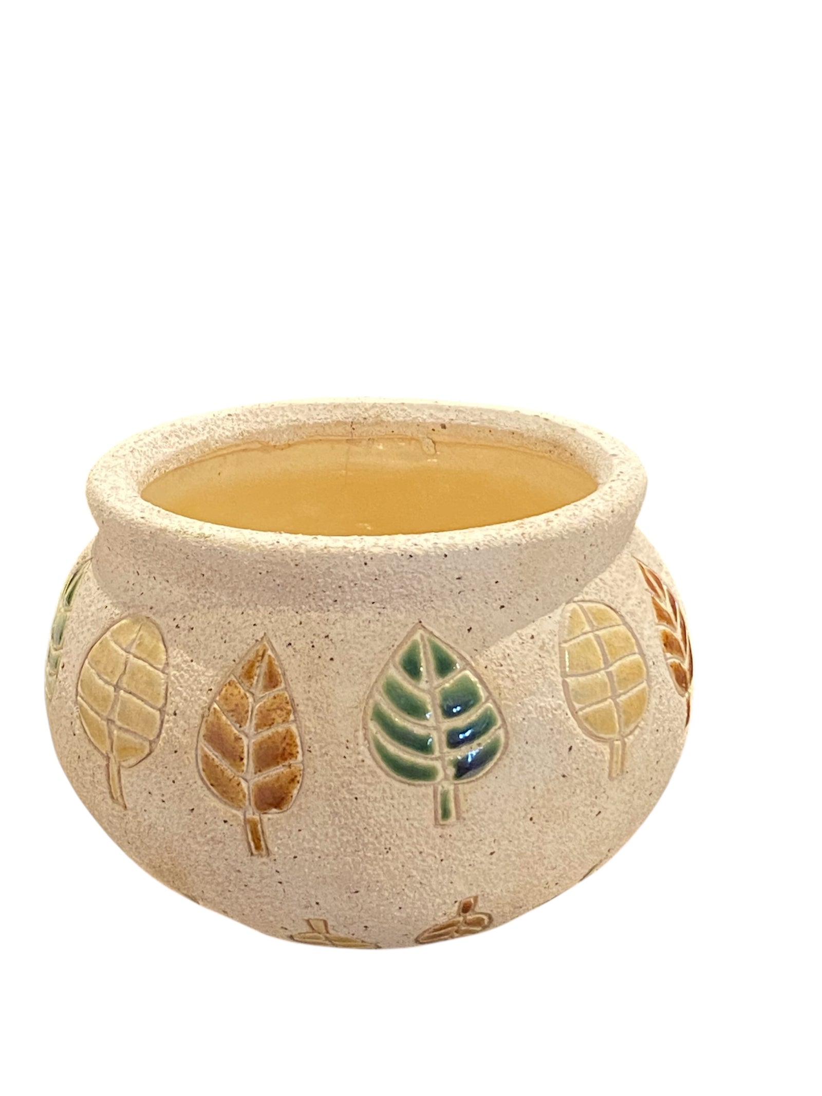 Handmade Textured Fall Leaves Flower Pot