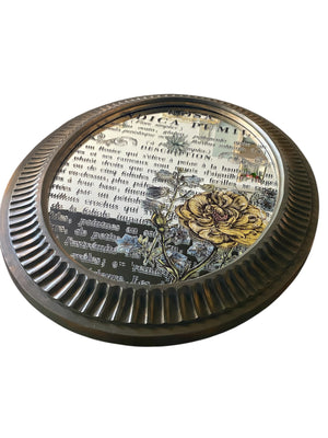 Ruffled Oval Mirror with Gold Accents and Flowers