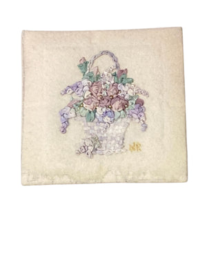 Small Ribbon Embriodery of a Basket of Flowers